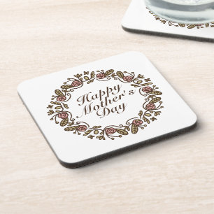 Elegant Mother's Day Floral Wreath Coaster