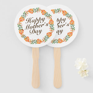 Elegant Mother's Day Floral Wreath   Hand Fan