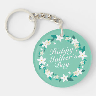 Elegant Mother's Day Floral Wreath   Keychain