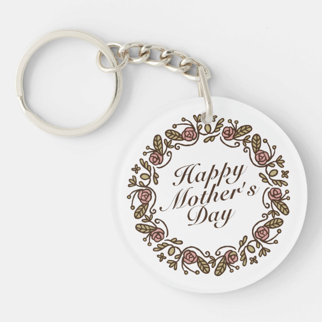 Elegant Mother's Day Floral Wreath | Keychain (Front)