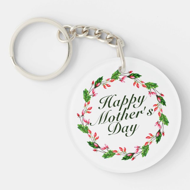 Elegant Mother's Day Floral Wreath | Keychain (Front)