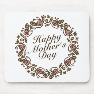 Elegant Mother's Day Floral Wreath Mousepad