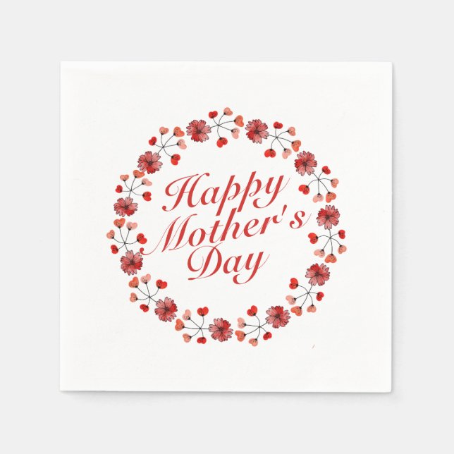 Elegant Mother's Day Floral Wreath | Napkin (Front)