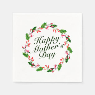 Elegant Mother's Day Floral Wreath   Napkin