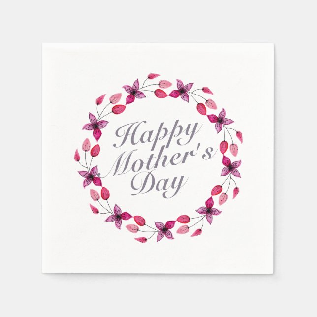 Elegant Mother's Day Floral Wreath | Napkin (Front)