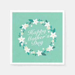 Elegant Mother's Day Floral Wreath Napkin