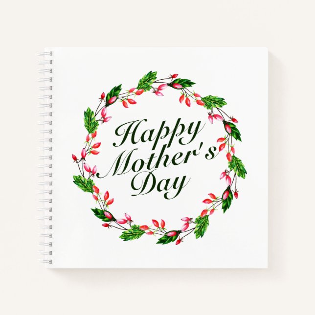 Elegant Mother's Day Floral Wreath | Notebook (Front)