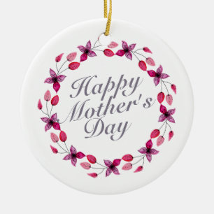 Elegant Mother's Day Floral Wreath   Ornament