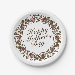 Elegant Mother's Day Floral Wreath   Paper Plate
