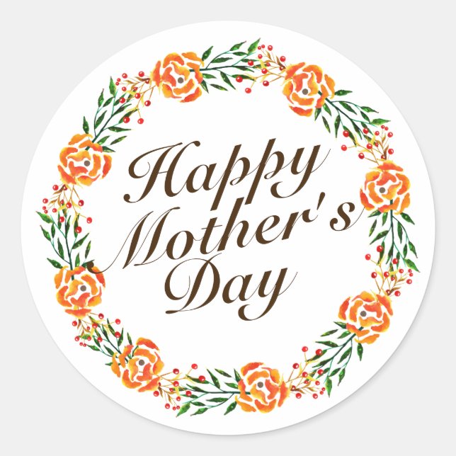 Elegant Mother's Day Floral Wreath | Sticker (Front)
