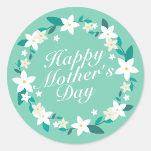 Elegant Mother's Day Floral Wreath Sticker