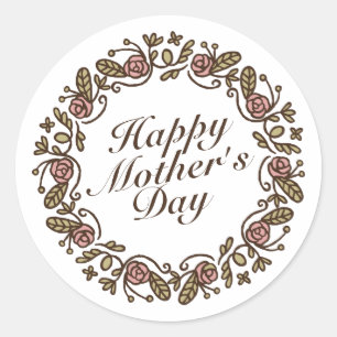 Elegant Mother's Day Floral Wreath   Sticker