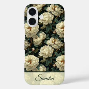 Elegant Mothers Day Gift Peony Flower Name iPhone 16 Case