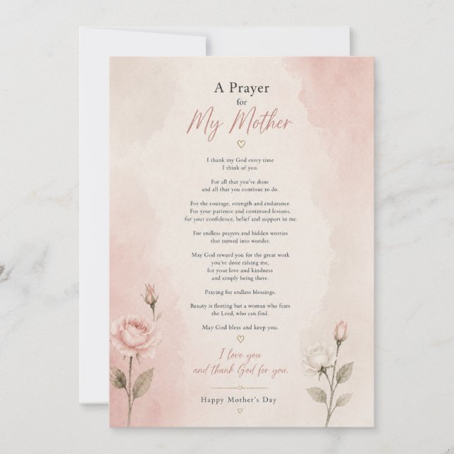 Elegant Mother's Day KeepSake Prayer Card (Front)
