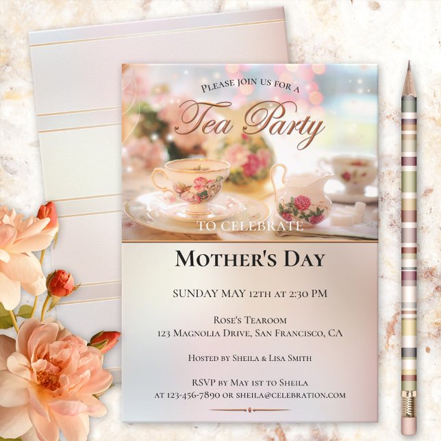 Elegant Mothers Day Tea Party Invitation (Creator Uploaded)