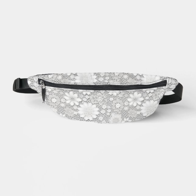 Élégant motif de dentelle fleurie blanche (Recto)