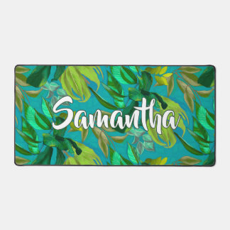 Élégant motif de feuilles vertes aqua tropical Mon