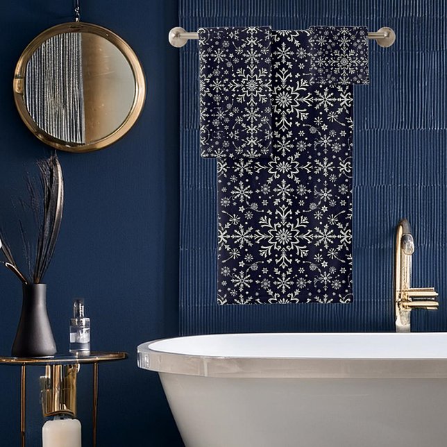 Élégant motif de flocons d'argent et bleu (Créateur téléchargé)