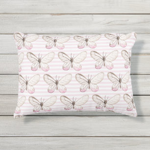 Élégant Motif de papillons bleus Coussin extérieur