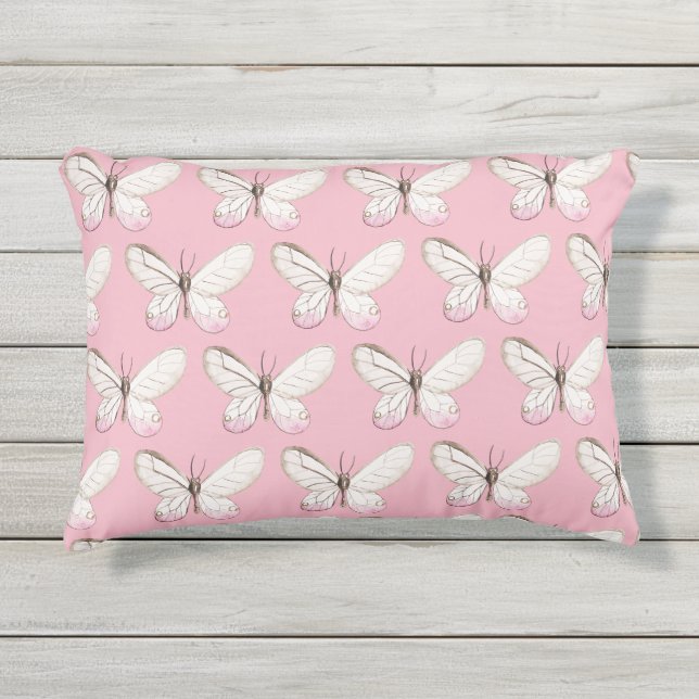 Élégant Motif de papillons bleus Coussin extérieur (Devant)