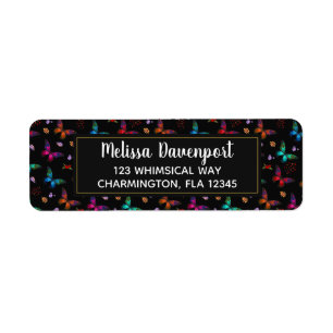 Élégant Motif de papillons colorés sur noir