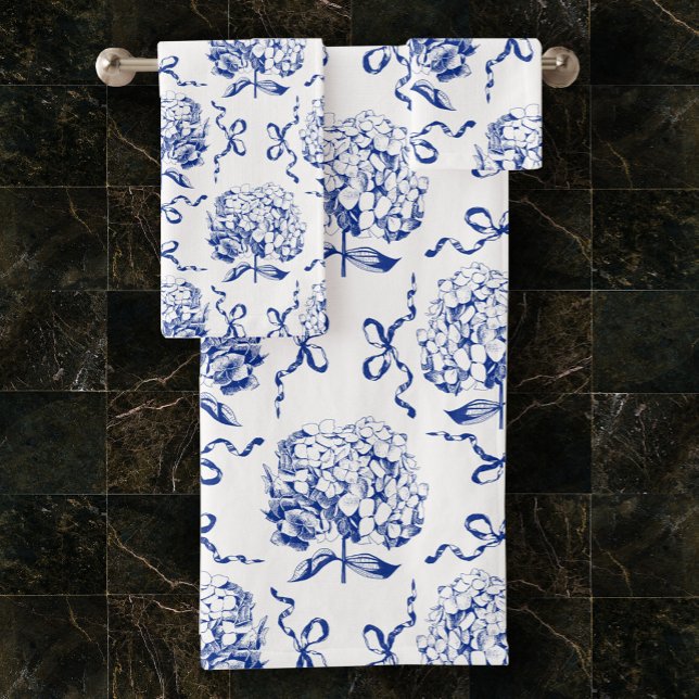 Élégant Motif de toile de fond Preppy Blue Hydrang (Créateur téléchargé)