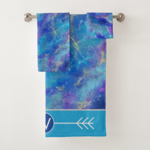 Élégant Motif en marbre bleu avec Monogramme