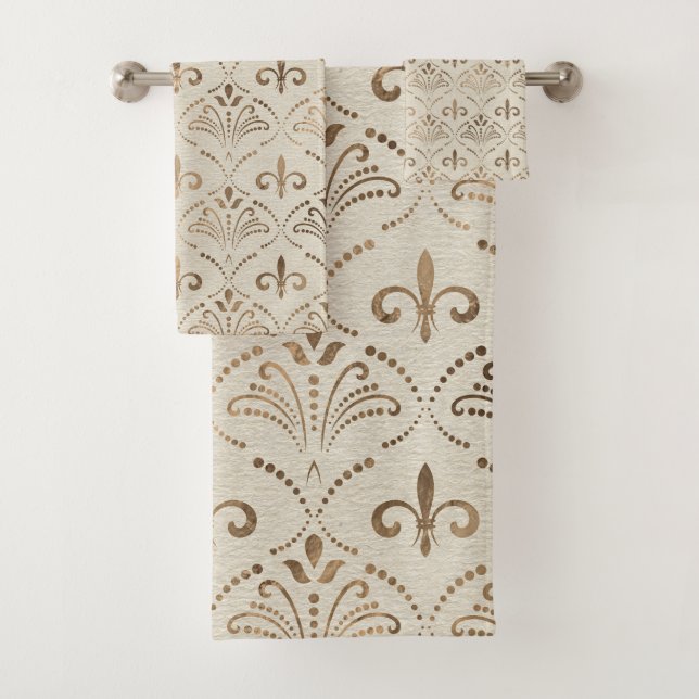 Élégant motif Fleur de lis - or pastel (En situation)