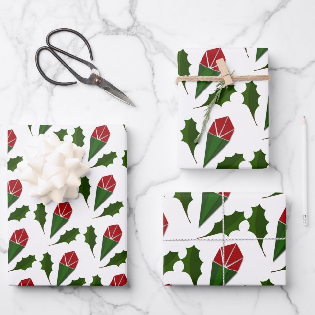 Élégant motif floral Abstrait Roses et Feuilles (Recto)