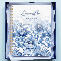 Élégant motif floral bleu écriture demoiselle d'ho