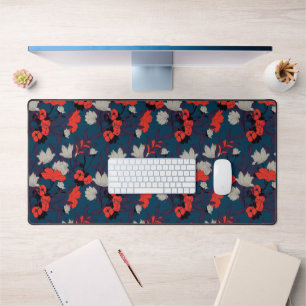 Élégant motif floral bleu et rouge