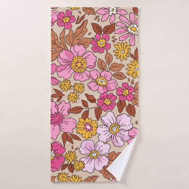 Elégant motif floral dans de petites fleurs dessin (Serviette de bain)