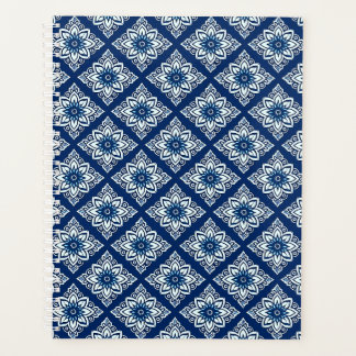 Élégant motif floral géométrique bleu