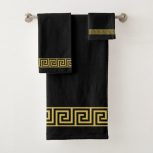 Élégant motif grec doré sur fond noir