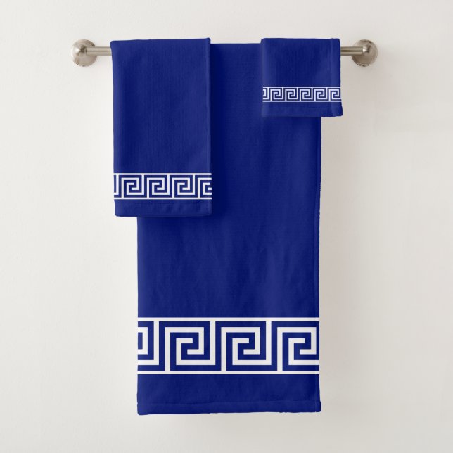 Elégant Motif grec sur Navy Blue & White (En situation)