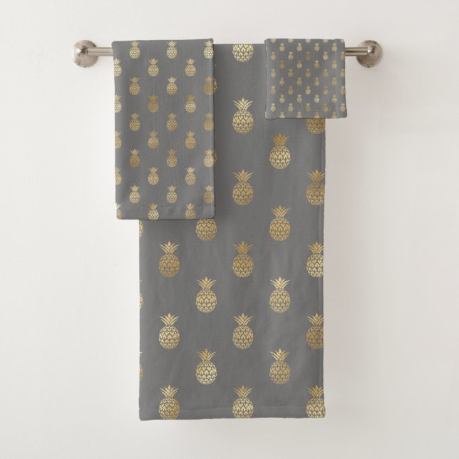 Élégant Motif gris et d'ananas or (En situation)