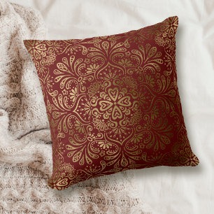 Élégant Motif Mandala sur oreiller à lancer rouge