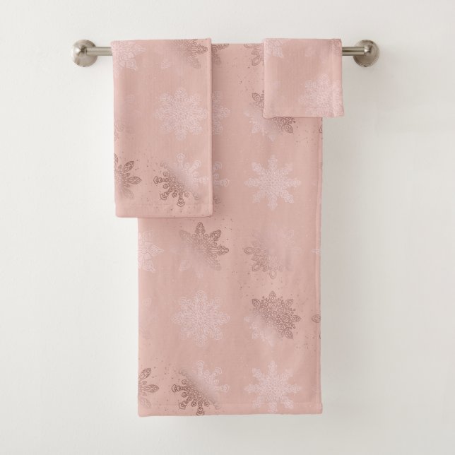 Élégant Motif Rose de Noël Gold Snowflake (En situation)