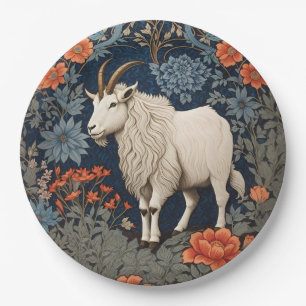Elegant Mountain Goat William Morris Inspired Paper Plate