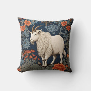 Elegant Mountain Goat William Morris Inspired Throw Pillow