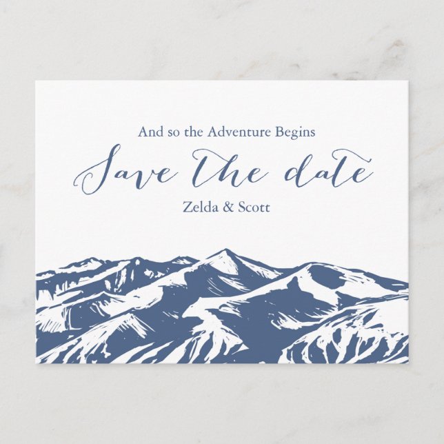 Elegant Mountain Wedding Save the Date Card (Front)