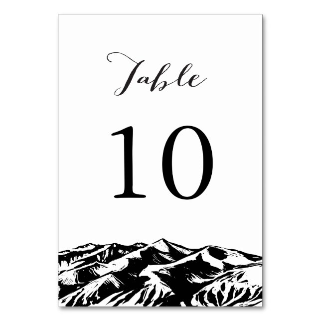 Elegant Mountain Wedding Table Numbers (Front)