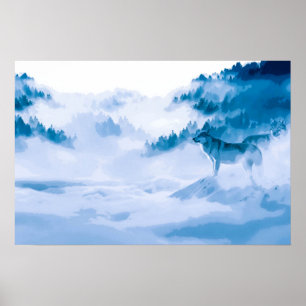 Elegant Mountain Wolves Artwork   Poster