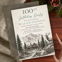 Elegant Mountain Woodland Deer 100th Birthday