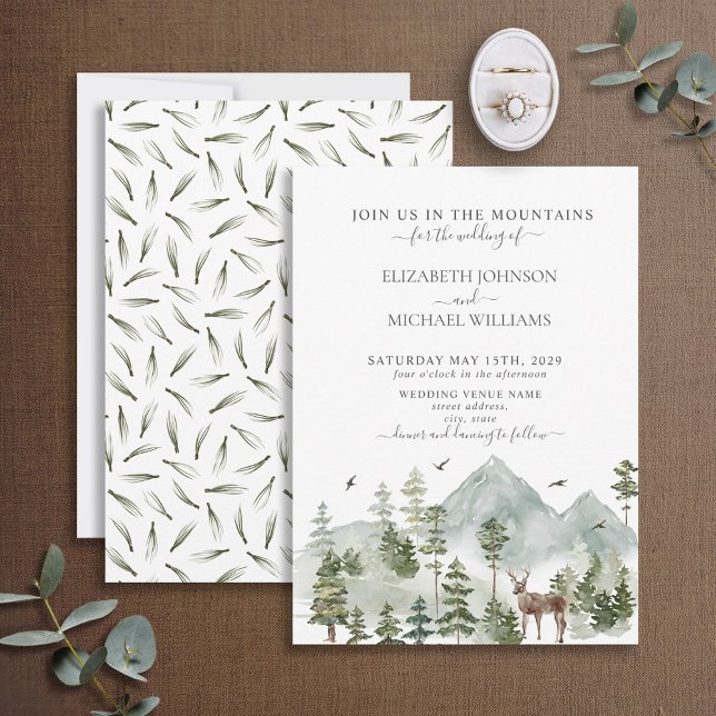 Elegant Mountain Woodland Forest Animals Wedding Invitation (Creator Uploaded)