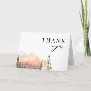 Elegant Mountains Calligraphy Photo Thank You Card