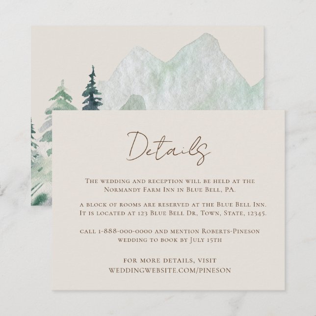 Elegant Mountains Details Wedding Enclosure Card (Front/Back)