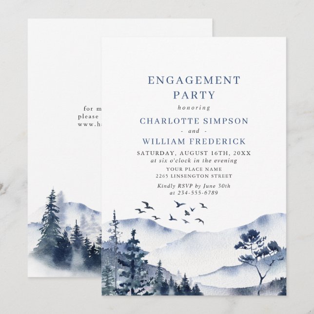 Elegant Mountains Forest ENGAGEMENT PARTY Invitation (Front/Back)
