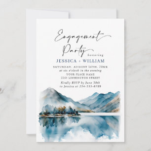 Elegant Mountains Forest Engagement Party Photo Invitation