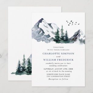 Elegant Mountains Forest Landscape Wedding Invitation
